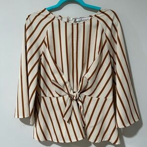 A. Calin by Flying Tomato Striped Knot-Front Blouse